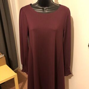 LOFT Rich Burgundy Long Sleeve Dress